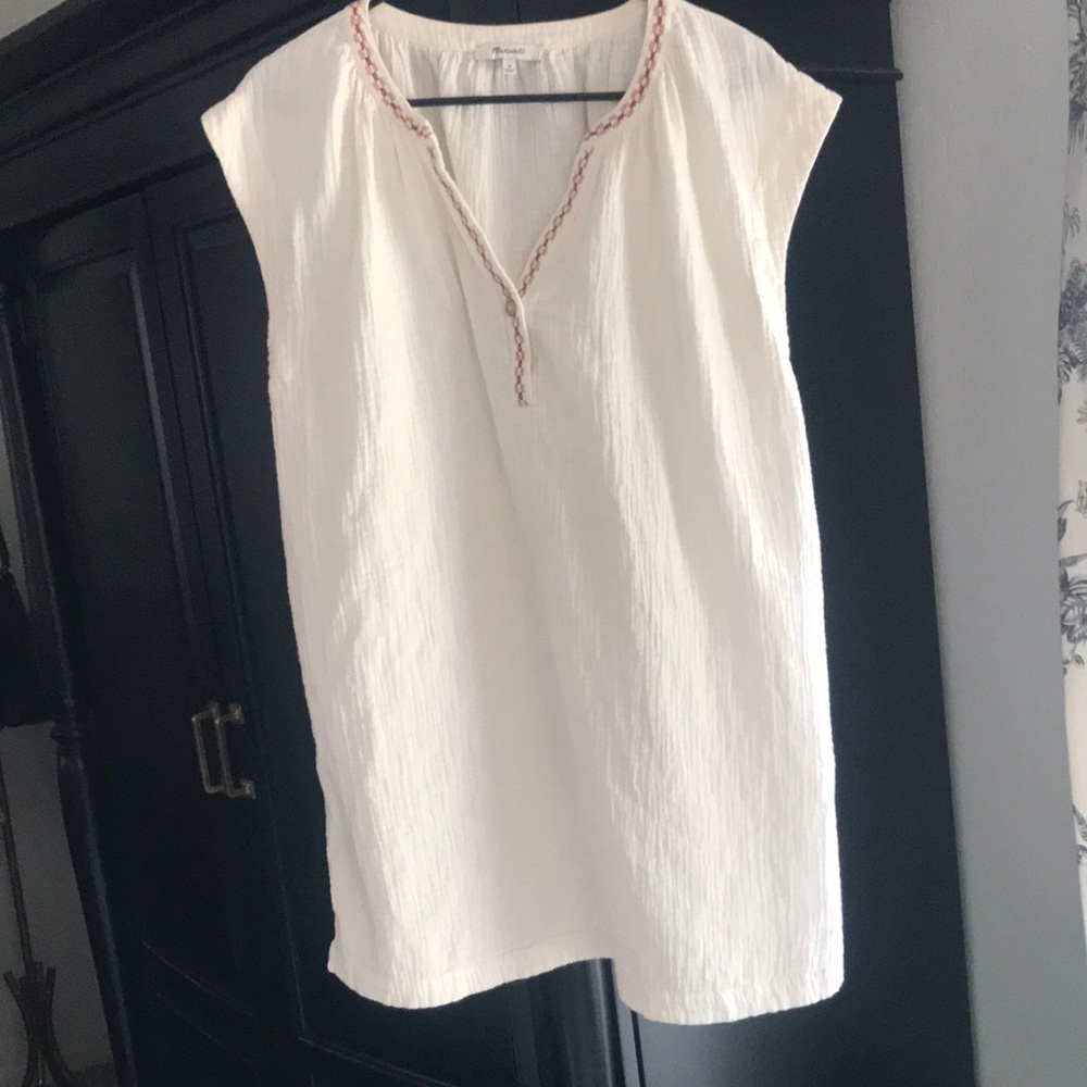 Madewell Cream Embroidered dress
